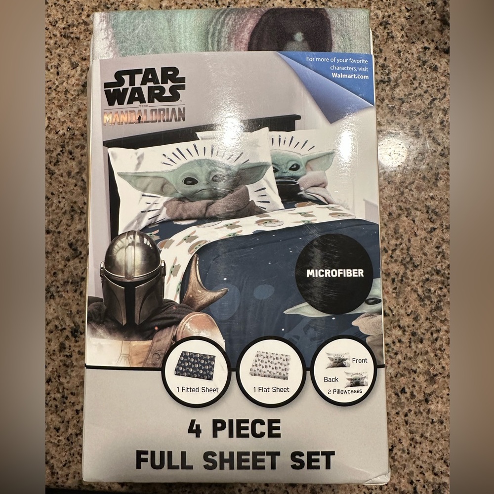 Star Wars The Mandalorian 4 Piece Full Sheet Set Grogu Baby Yoda Polyester New